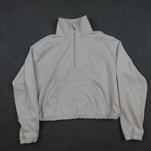Lululemon Brushed Softstreme Ribbed Half Zip Womens Size 6 Beige Pullover